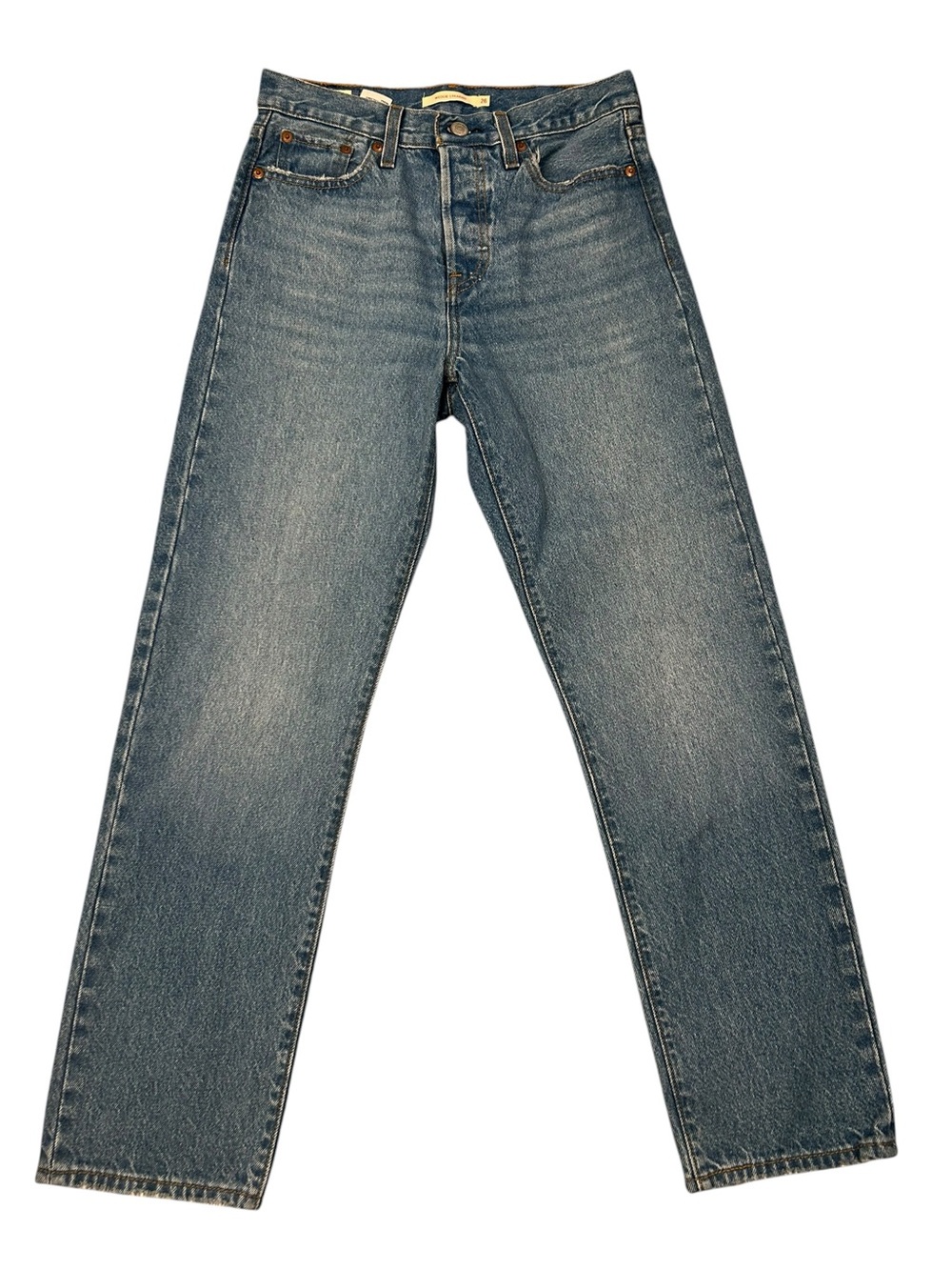 Levi's Premium Wedgie Straight Big E Women’s Button Fly Jeans 26 Retro Denim